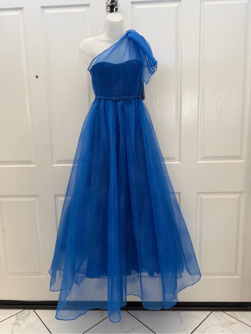 Royal Blue One-Shoulder Tulle Party/Formal Dress 3/4